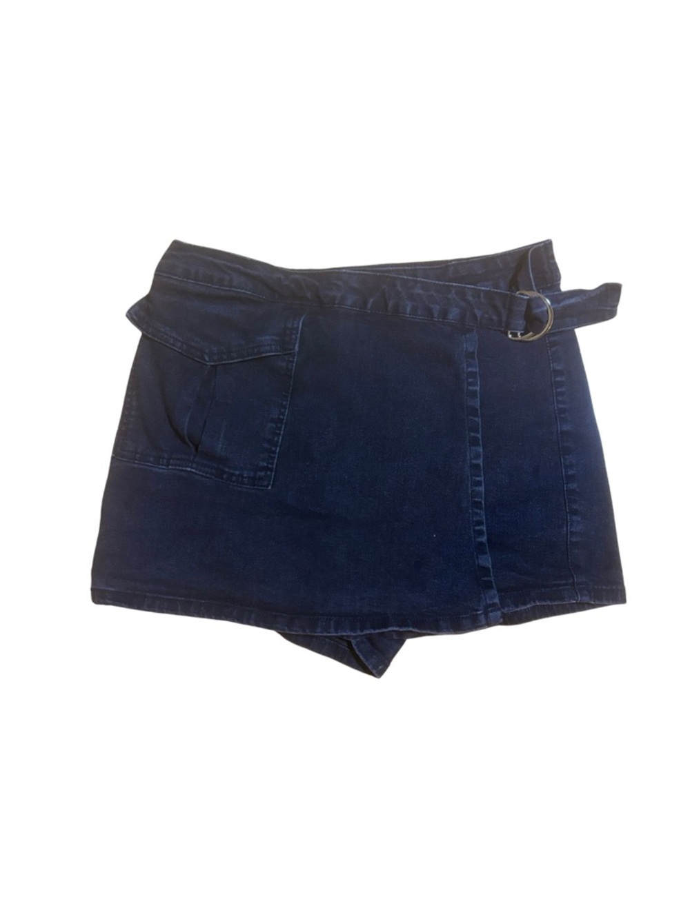 Black Festival Denim Mini Skort with Belt